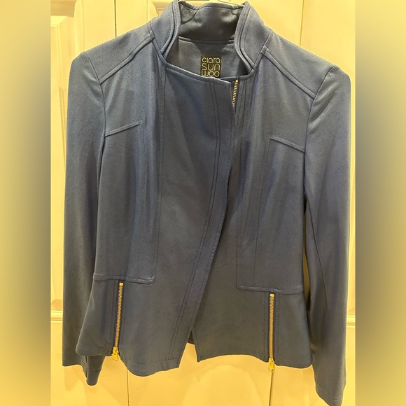 CLARA SUN WOO LIQUID LEATHER™ SIGNATURE JACKET - NAVY XS - Picture 3 of 6